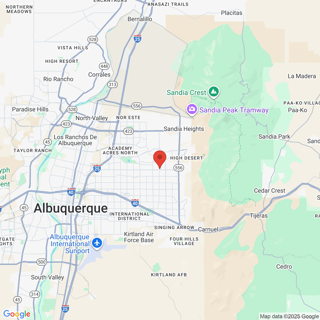 Google map image of our location in 10409 Montgomery Pkwy NE Albuquerque, NM